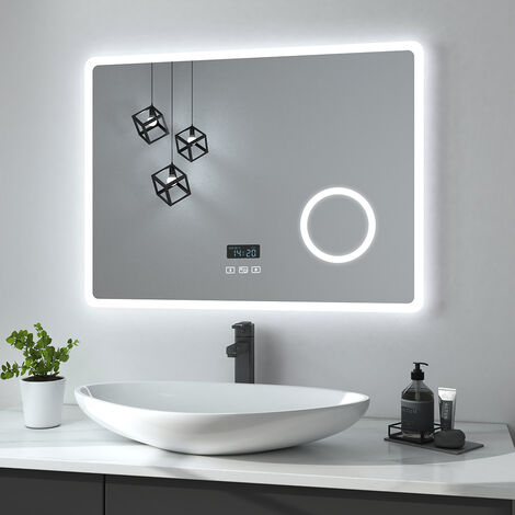 Heilmetz Specchio da bagno con illuminazione Specchio da parete Specchio da bagno con illuminazione Specchio da bagno a LED IP44 a risparmio energetico