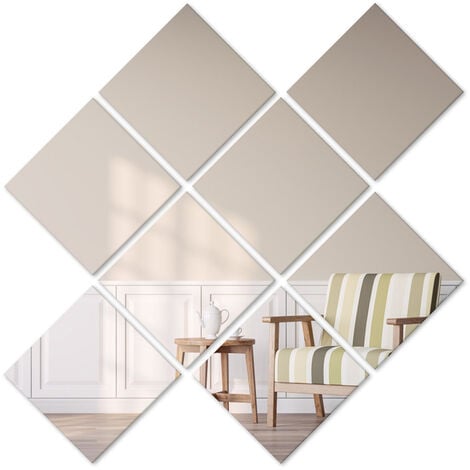 Heilmetz specchio piastrelle autoadesive fai da te specchio adesivo da parete 15x15cm decorazione murale per soggiorno bagno camera da letto 8 pezzi