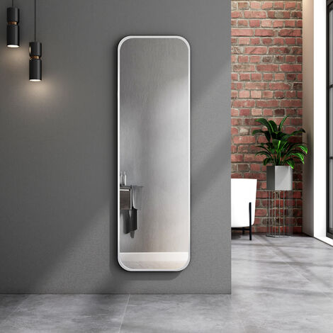 Heilmetz Standspiegel mit Chorm Metallrahmen 120x37cm Wandspiegel Ganzkörperspiegel Neigbar und wandmontiert für Wohnzimmer Schlafzimmer Badezimmer Garderobe