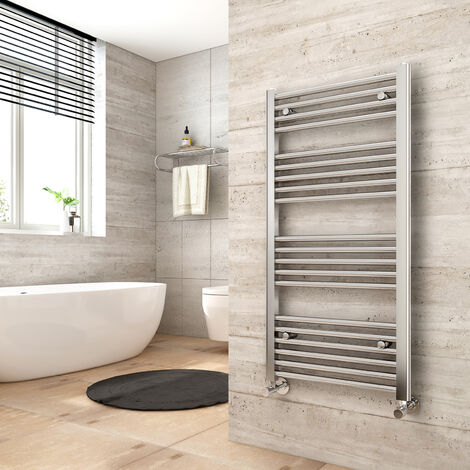 Heilmetz Straight Heated Towel Rail Bathroom Warmer Heating Radiator Chrome 1000×500mm Suitable for 5m²