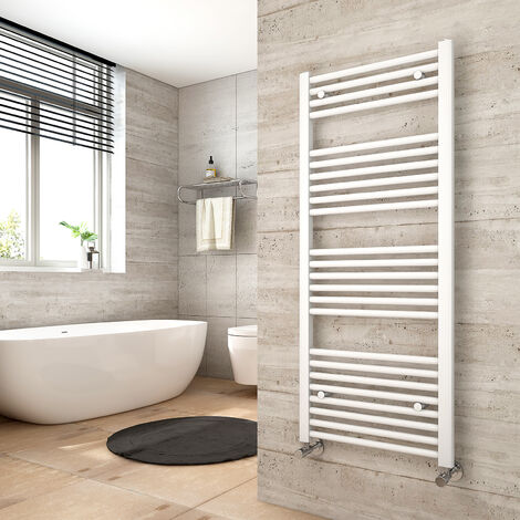 Heilmetz Straight Heated Towel Rail Bathroom Warmer Heating Radiator White 1200×500mm Suitable for 6m²