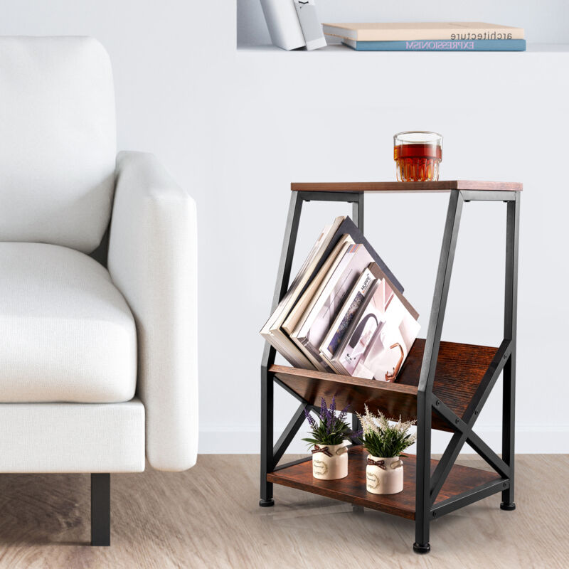 Heilmetz - jamais utilise] table d'appoint, table de canapé avec 3 niveaux et porte-revues table de nuit 41 x 29 x 61 cm pour salon chambre à coucher
