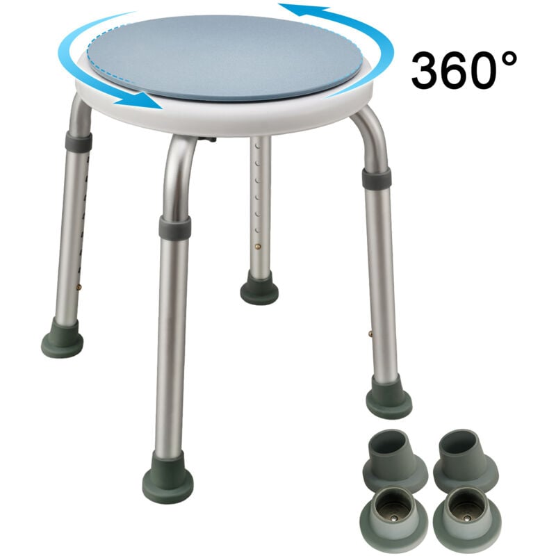 Tabouret de douche pour personnes agées, chaise de douche pivotante à 360°, siège de bain antidérapant réglable en hauteur, aide à la douche Siège de
