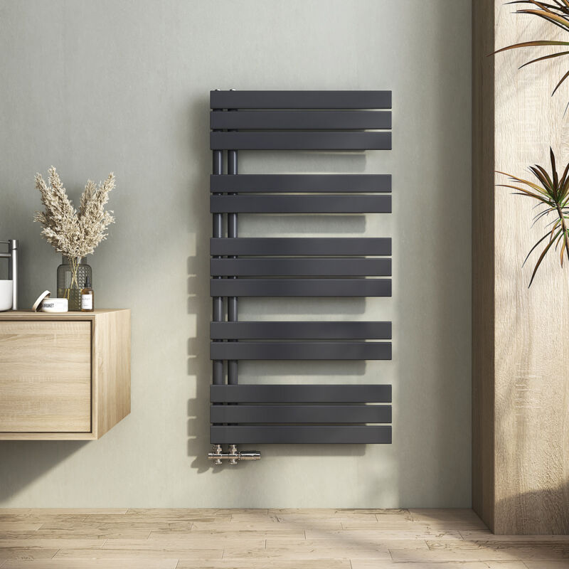 Heilmetz - Termoarredo Scaldasalviette Radiatore Acqua Calda Design Laterale Verticale Pannel Scaldasalviette Connessione Antracite 1176 x 600 mm 726W