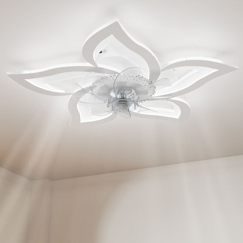Heilmetz - Ventilateur Lumineux de Plafond, Ventilateur Silencieux avec Éclairage led, 3 Couleurs Lumières et 6 Vitesses, avec Télécommande (Noir,