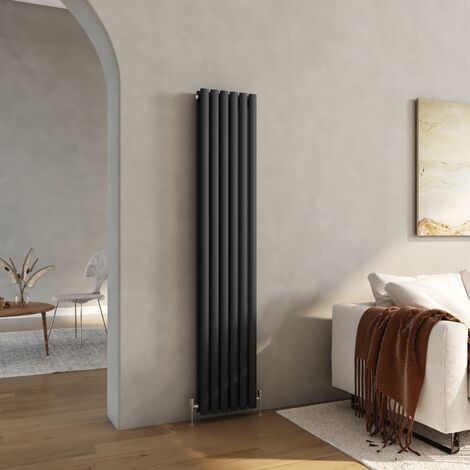Heilmetz Vertical Radiator Double Modern Oval Column Radiator Central Heating Radiators 1800 × 354 mm Anthracite