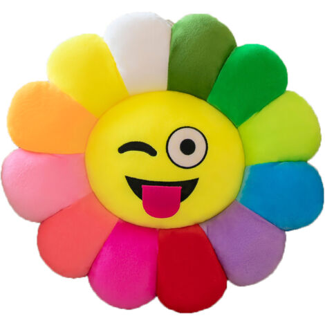 [Heimdeko] Kissen mit Sonnenblumen-Cartoonmotiv, Stoff, Größe 38 cm, bunt, Typ 5, für Büro und Sofa