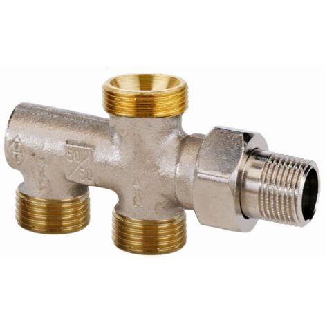 Heimeier Distributeur Heimeier Duolux 3802-02.000 DN 15, 50/50, sans obturateur, nickelé bronze