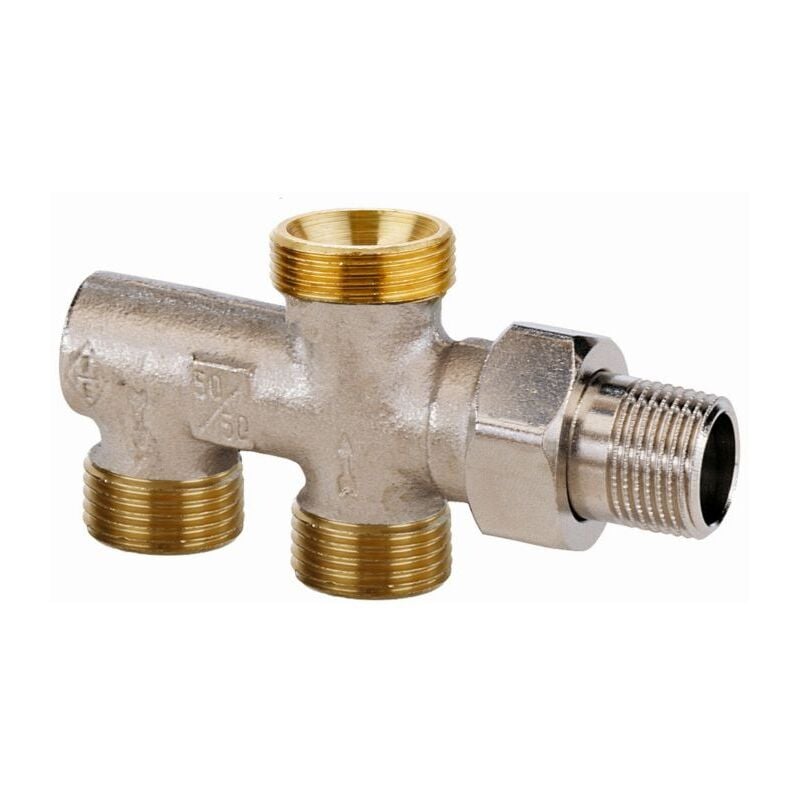 Heimeier - Distributeur Duolux 3802-02.000 dn 15, 50/50, sans obturateur, nickelé bronze