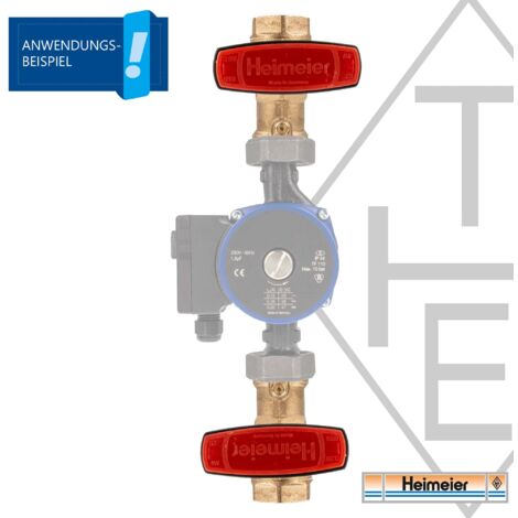 Heimeier Pumpen-Kugelhahn Globo P-S 1 Zoll Gewinde x 1 Zoll Flansch mit Schwerkraftbremse