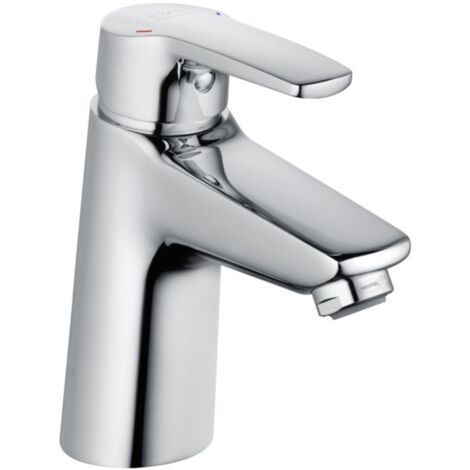 Heinrich Schulte Alpha 320 Waschtischarmatur chrom  Einhebelmischer für Waschbecken 110 mm Ausladung   Armatur Bad ohne Ablaufgarnitur  Wasserhahn Bad  Badarmatur modern