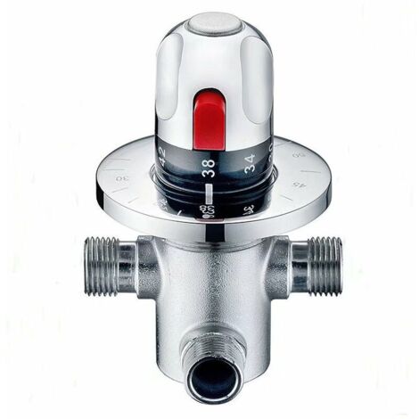 Heiß-Kaltwasser-Mischventil, massives Messing-Thermostat-Mischventil, Festtemperatur-Mischventil für Waschbecken, Küche, Badezimmer, Toilette, G1/2,
