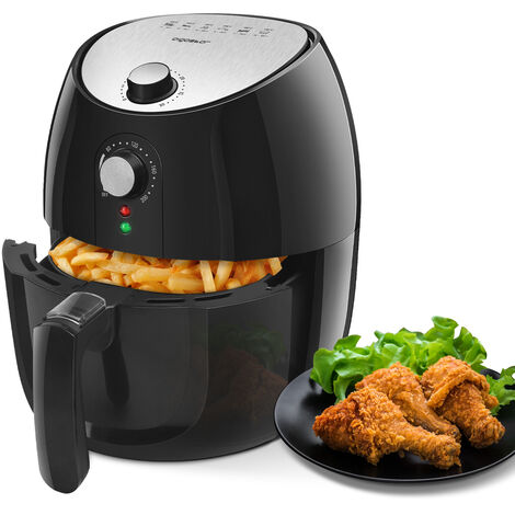 Heißluft-Fritteuse 3,5 Liter,1500 Watt, Friteuse mit fett perfekt für kleine Haushalte, 30-Time, Ohne Öl, fryer, Abnehmbarer Frittierkorb, automatischer Ausschaltfunktion,schwarz