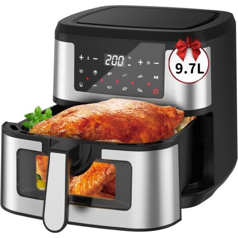 JOEAIS Heißluftfritteuse 9,7L/8L Ohne Öl Air Fryer 1600W Heizluft Fritteuse LED Touchscreen Airfryer Einstellbare Zeit/Temperaturregelung für Luftbraten, Braten