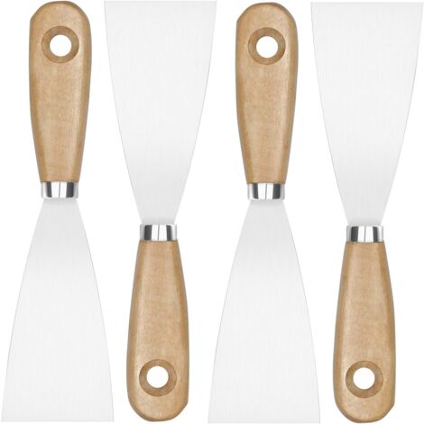 Heißluftpistolen-Zubehör, Beschichtungsspatel, 4 Farbschaber mit Holzgriff, Malmesser für Tapeten und Wände
