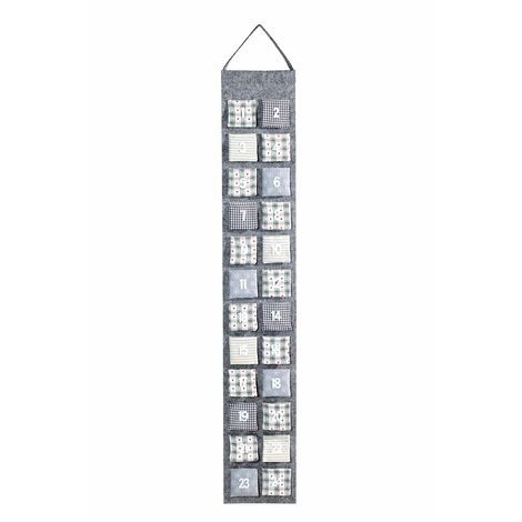 Heitmann DECO - Calendario dell' Avvento da Appendere e riempire, in Feltro, Grigio, Beige, Bianco