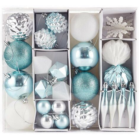 HEITMANN DECO Natale - Set di 29 Palline e Decorazioni per L'Albero di Natale - Bianco, Argento e Turchese Decorazioni Natalizie, da Appendere all'albero di Natale