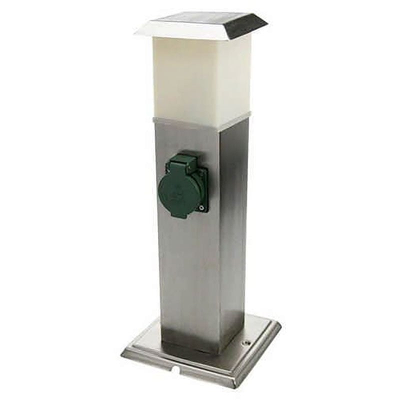 Lampadaire avec douilles, lampe d'extérieur, douilles, distributeur d'énergie avec éclairage, acier inoxydable opale, 1x led 1,1W 90Lm blanc chaud,