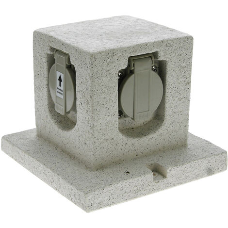 Heitronic 36315 Gartensteckdose   Granit-Grau (matt) Steinoptik