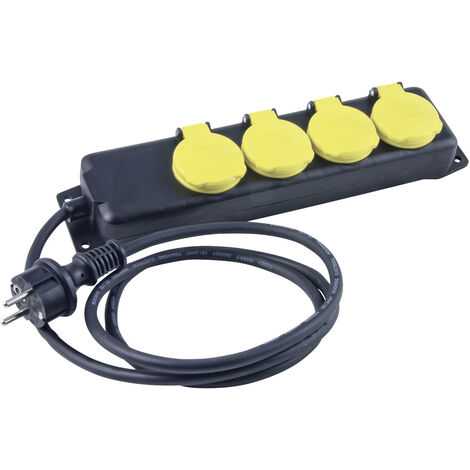Heitronic 45058 Steckdosenleiste ohne Schalter Schwarz/Gelb erhöhter Berührungsschutz