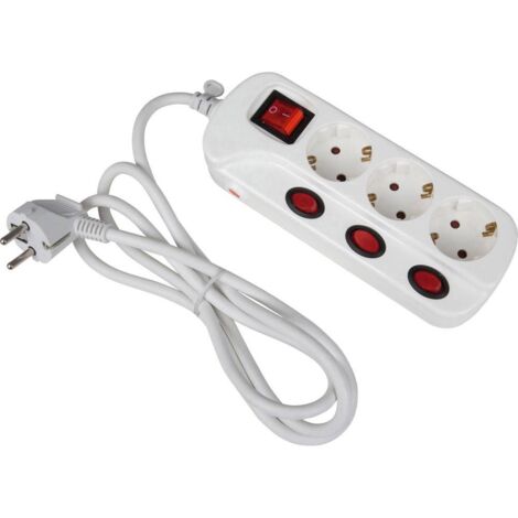 Heitronic 45190 Multipresa con interruttore 3 scomparti Bianco Schuko 1 pz.