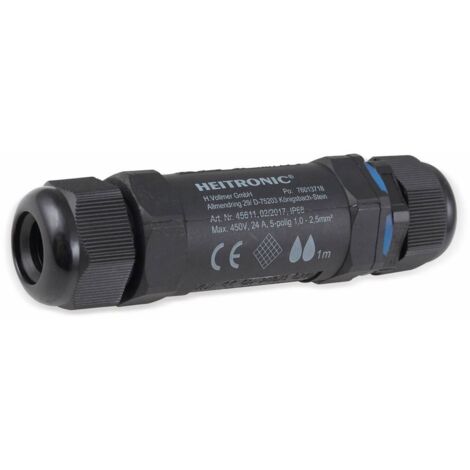 Heitronic 45611 connettore per cavo 5 poli nero impermeabile IP68