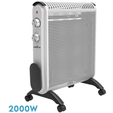 Heizkörper de mica condor 2000w 2elements white/grey 2powers,anti-tilt,thermostat,w/wheels and handle 52x46x25cm