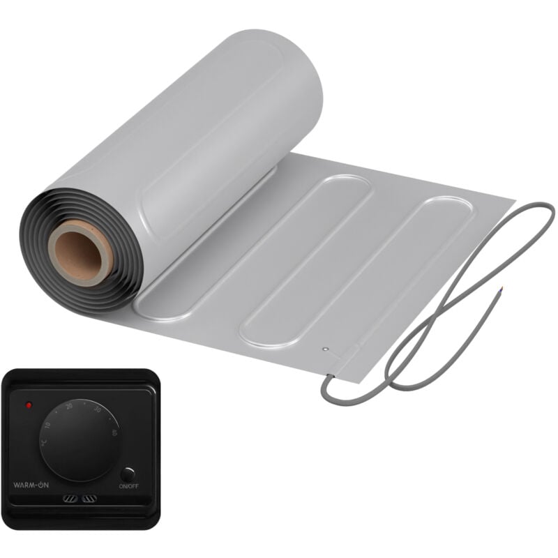 Chauffage au sol électrique pour pvc, parquet stratifié, vinyle Warmon alu 150 W/m² + Thermostat AC3082H analogique, noir - 3 m²