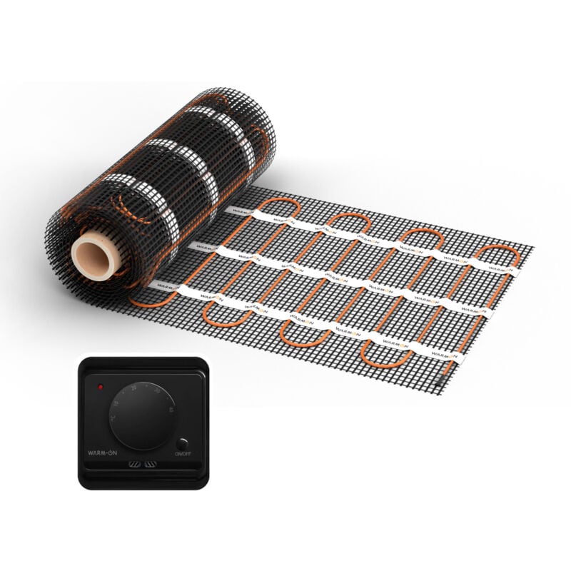 Chauffage au sol électrique pour carrelage Warmon classic 150 W/m² + Thermostat AC3082H analogique, noir - 4 m²