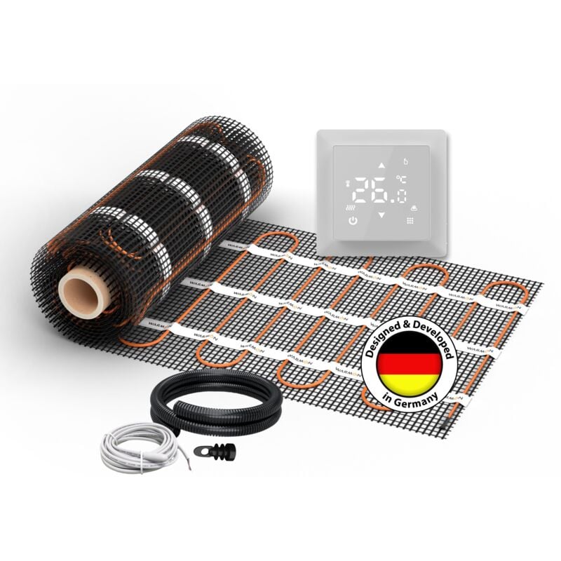 Chauffage au sol électrique pour carrelage WARMON ULTRA 200 W/m² + Thermostat S 100 Tactile blanc - 12 m²