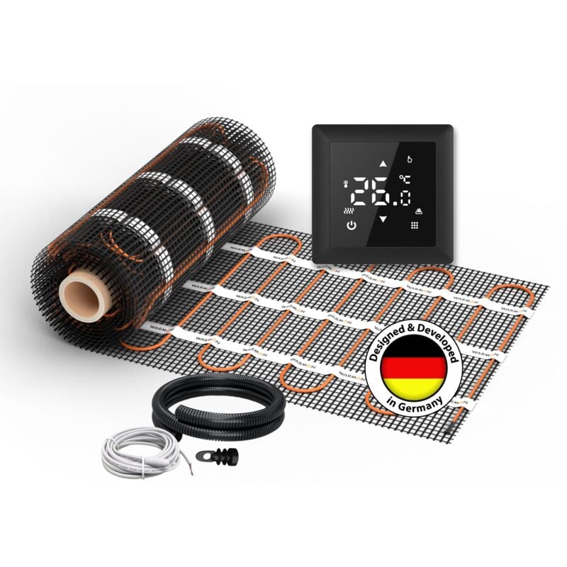 Chauffage au sol électrique pour carrelage Warmon ultra 200 W/m² + Thermostat s 100 Tactile noir - 1 m²