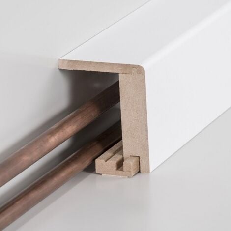 Heizrohrabdeckleiste / Heizrohrverkleidung mit abgerundeter Kante (MDF foliert / 720.9664.31) - Farbe: weiß-ohne Montageprofil