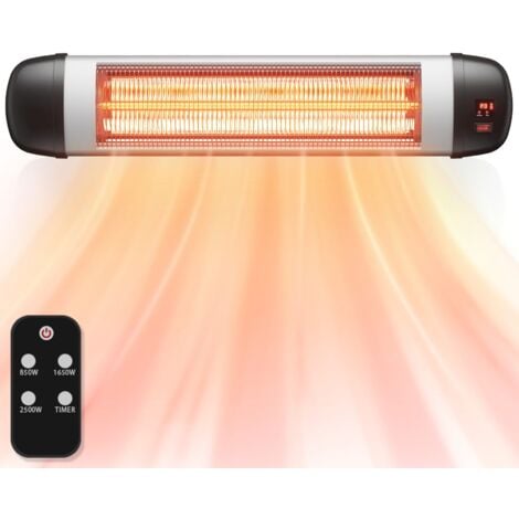 Heizstrahler Terrasse Infrarotheizung - 2500W GBLY Infrarot Strahler Outdoor mit Fernbedienung Elektrisch Wärmestrahler Wandmontage 3 Heizstufen Terrassenstrahler Aussen für Bad Balkon Garten