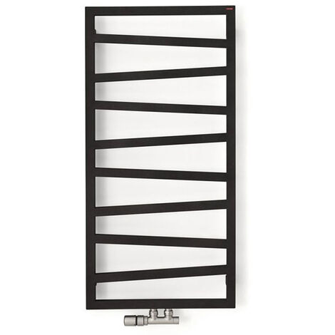 Heizungsbetrieb Handtuchheizkörper - Mattschwarz - Höhe 600mm Breite 500mm - 245 Watt - ZIG600/500ZXN