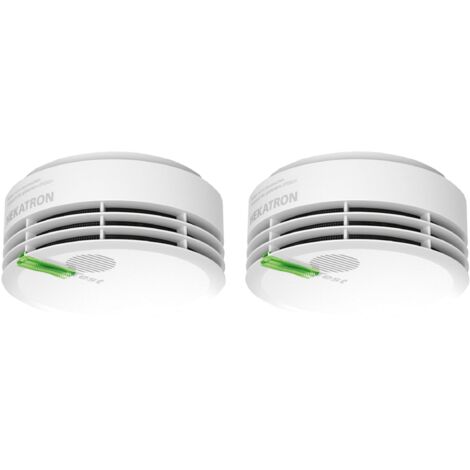 Hekatron Genius Plus Edition - Rilevatore di Fumo con Batterie Integrate e Cuscinetti Adesivi Inclusi - Set con 2 Rilevatori - Bianco