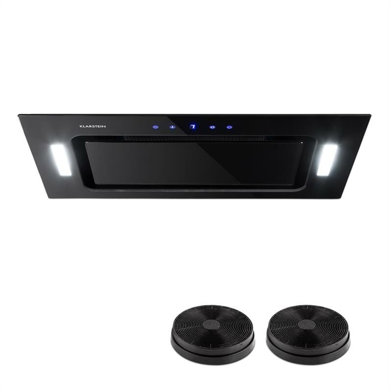 Klarstein - hektor Hotte aspirante îlot+ 2 filtres recyclage d'air 530m³/h - noir