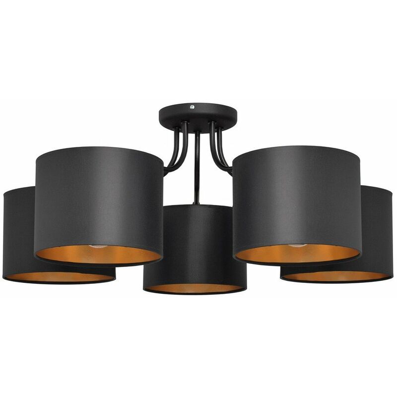 Alba Multi Arm Semi Flush Ceiling Light Black, Gold 70cm - Helam