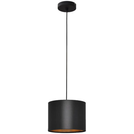 Helam ALBA Plafonnier Suspension Cylindrique Noir, Or 20cm