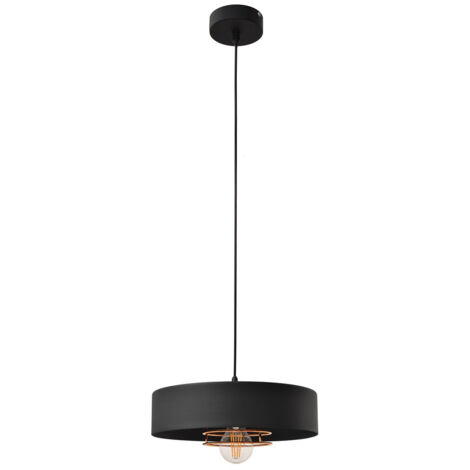 Helam BABILON Plafonnier Suspension Cylindrique Noir, Or Rose 30cm