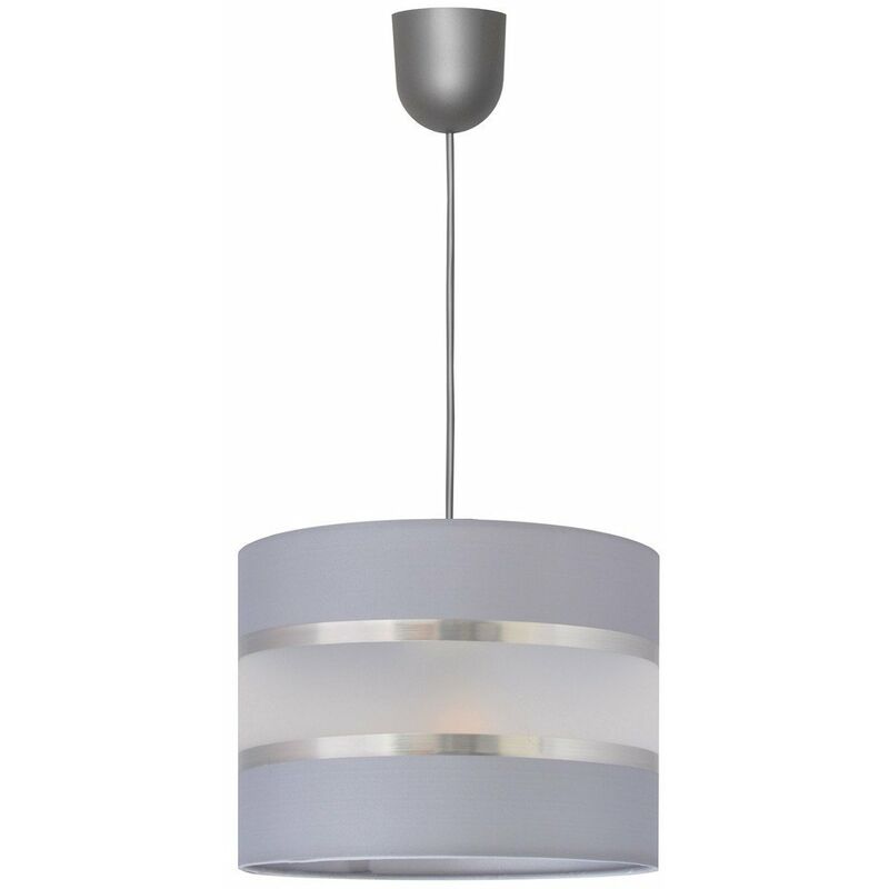 Helen Cylindrical Pendant Ceiling Light Grey, Silver 20cm - Helam