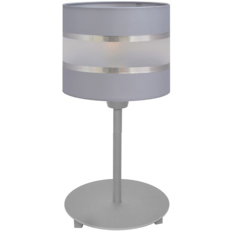 Helam HELEN Lampe à Poser Avec Abat-Jour Rond Gris, Argent 20cm