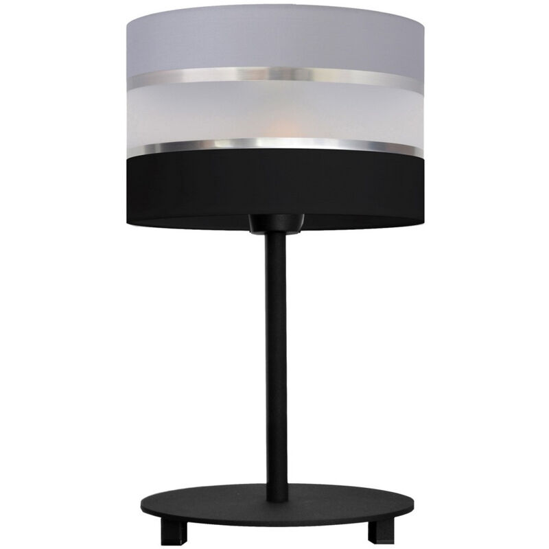 Helam - helen Lampe à Poser Avec Abat-Jour Rond Gris, Argent, Noir 20cm Helam - helen Lampe à Poser Avec Abat-Jour Rond Gris, Argent, Noir 20cm