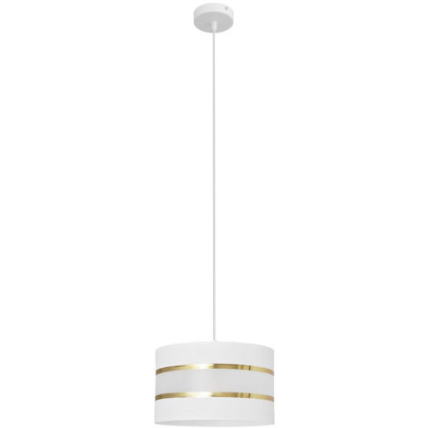 Helam HELEN Plafonnier Suspension Cylindrique Blanc, Or 25cm