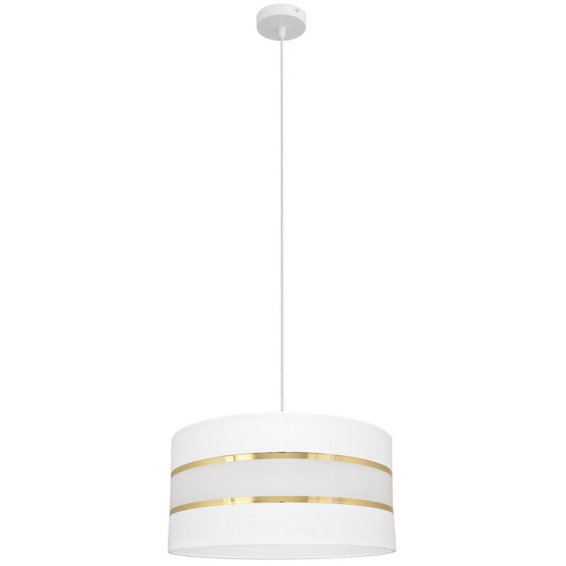 Helam - helen Plafonnier Suspension Cylindrique Blanc, Or 40cm Helam - helen Plafonnier Suspension Cylindrique Blanc, Or 40cm