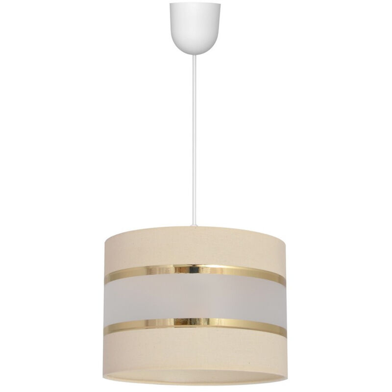 Helen Plafonnier Suspension Cylindrique Ecru, Doré, Blanc 20cm - Helam Helen Plafonnier Suspension Cylindrique Ecru, Doré, Blanc 20cm - Helam