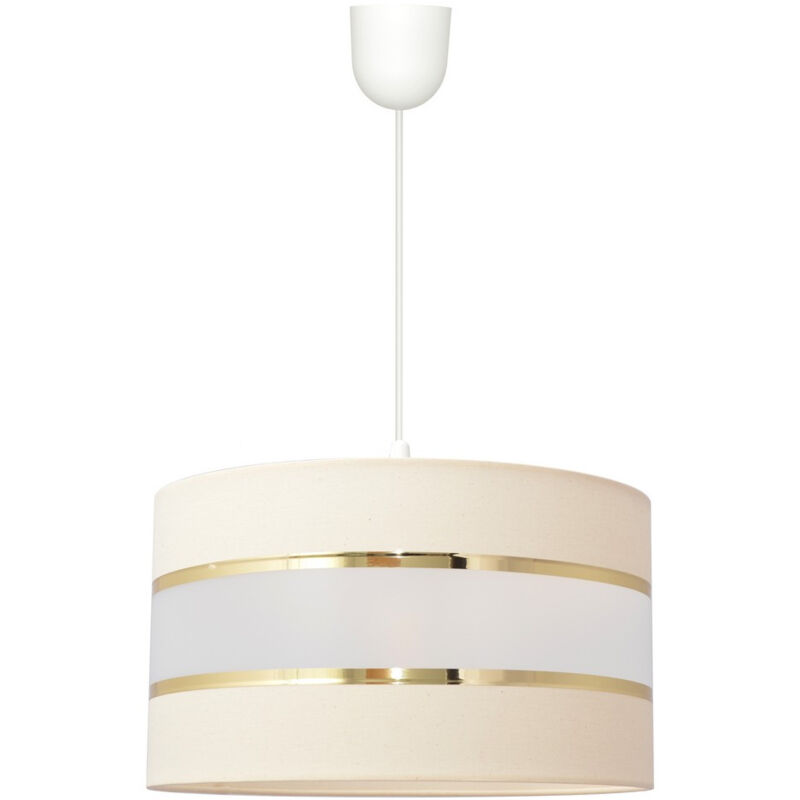 Helen Plafonnier Suspension Cylindrique Ecru, Doré, Blanc 35cm - Helam Helen Plafonnier Suspension Cylindrique Ecru, Doré, Blanc 35cm - Helam
