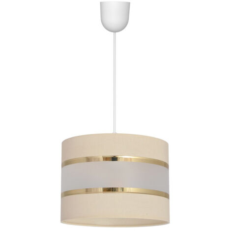 Helam HELEN Plafonnier Suspension Cylindrique Ecru, Doré, Blanc 20cm