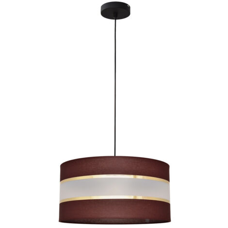 Helam HELEN Plafonnier Suspension Cylindrique Marron, Or, Noir 40cm