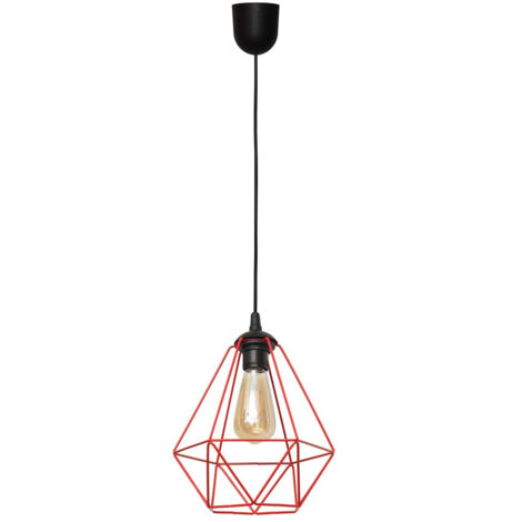 Helam KARO Plafonnier Wire Frame Noir, Rouge 24cm