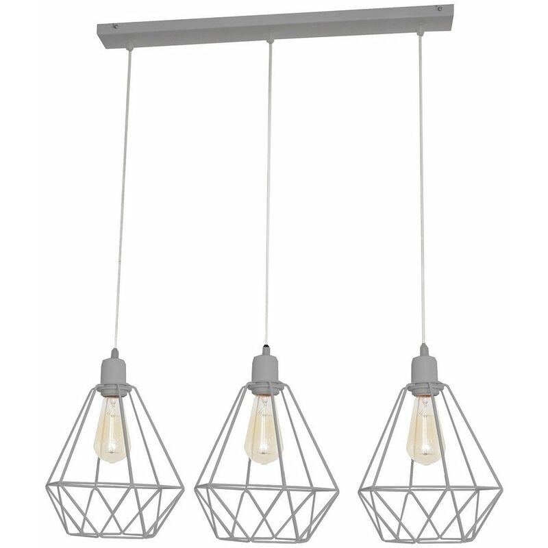 Helam Karo Straight Bar Pendant Ceiling Light Grey 78cm